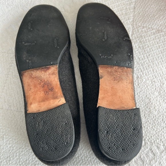 Talbots Charcaol Grey Flats in Wool Fabric with Black Velvet Bow Shoe size 8 - Picture 10 of 16